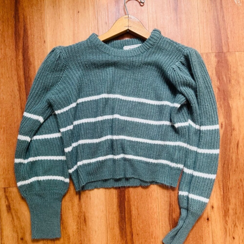 No Comment  Striped Puff-Shoulder Sweater Size Small